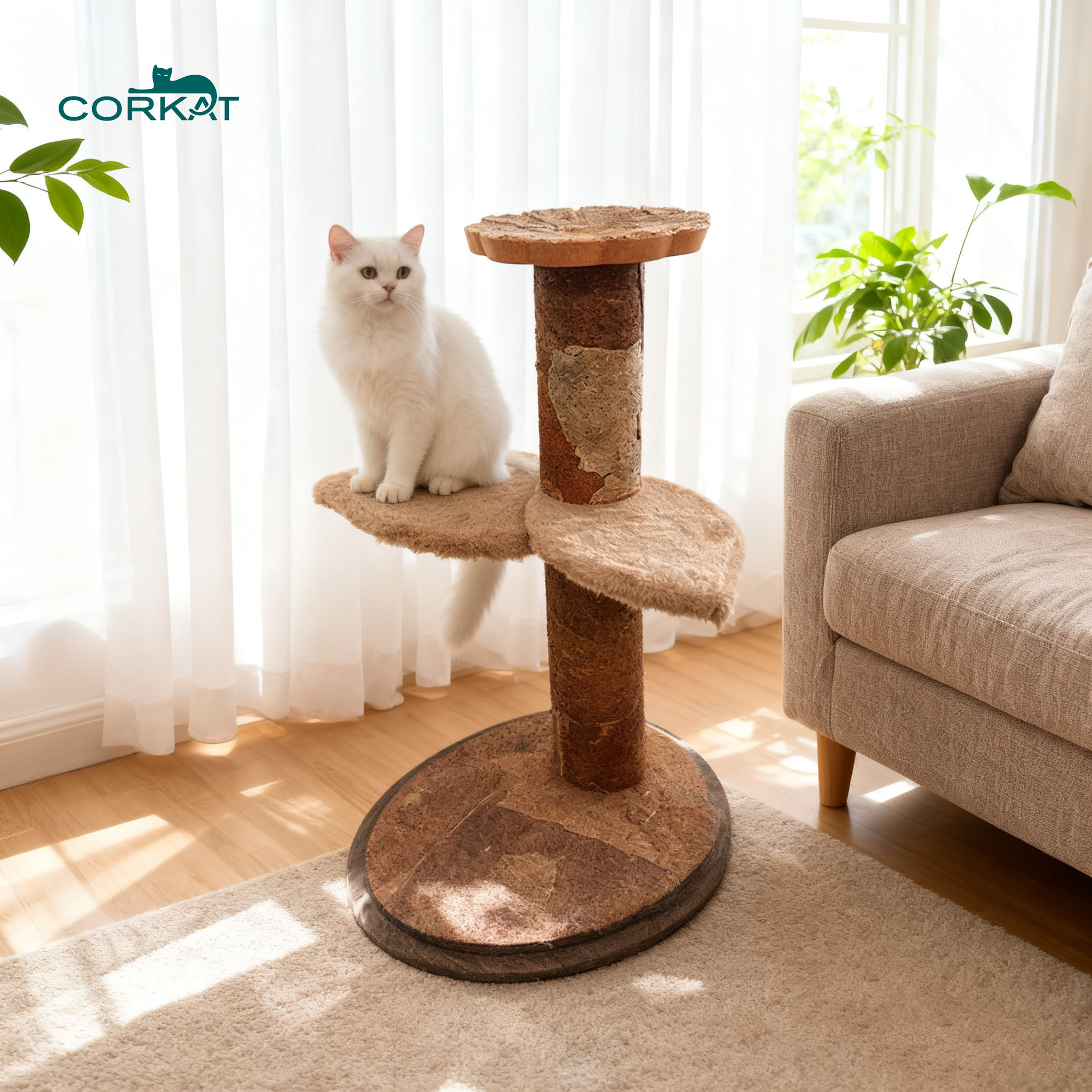 cat climbing scratch post